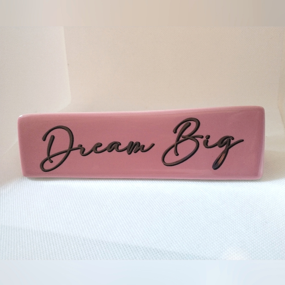 🧁 3/$30 Ashland Dream Big The Boss Pink Tabletop Ceramic Decor Paperweight NEW